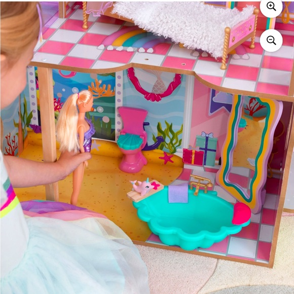 KidKraft Rainbow Dreamers Seashell Bathroom Dollhouse Furniture, 8 Pieces - Picture 3 of 11